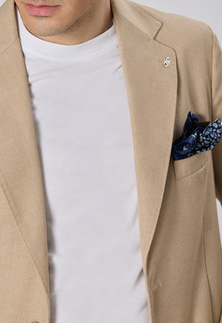 Giacca Tasche a Toppe Misto Lino|Colore:Beige