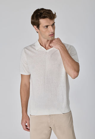 T-Shirt Misto Lino Collo Derby