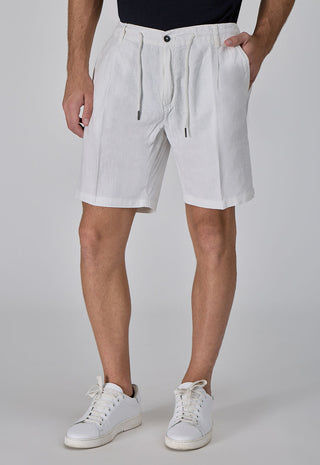 Bermuda Chino Coulisse Misto Lino|Colore:Bianco
