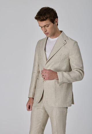 Giacca Monopetto Sfoderata 100% Lino Délavé |Colore:Beige