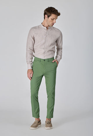 Pantalone Skinny Fit in Cotone Stretch|Colore:Verde