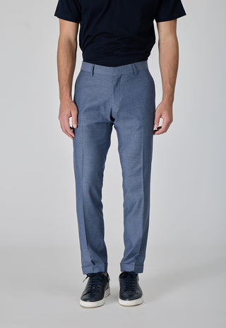 Pantalone Elegante Slim Fit in Cotone e Lino|Colore:Blu