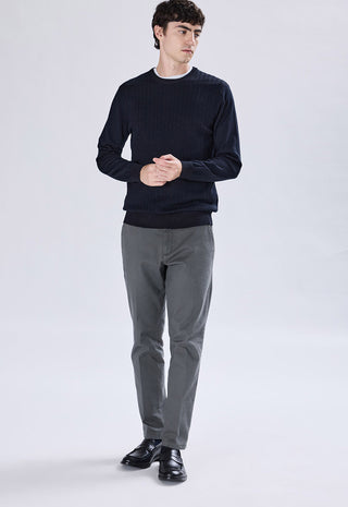 Crew Neck Sweater with Cable Weave