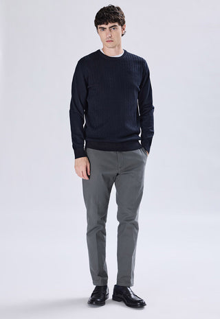 Crew Neck Sweater with Cable Weave