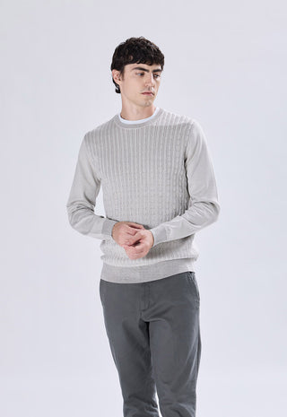 Crew Neck Sweater with Cable Weave