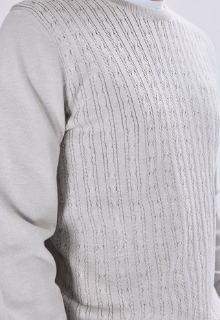 Crew Neck Sweater with Cable Weave