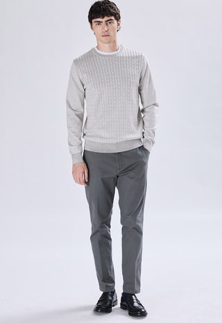Crew Neck Sweater with Cable Weave