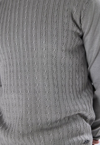 Crew Neck Sweater with Cable Weave