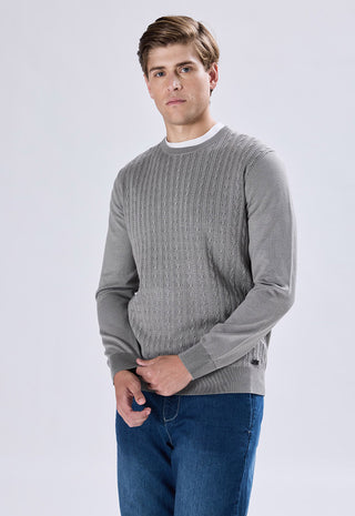 Crew Neck Sweater with Cable Weave