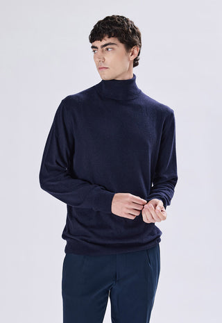 Dolcevita Uomo in Cashmere a Maniche Lunghe|Colore:Blu