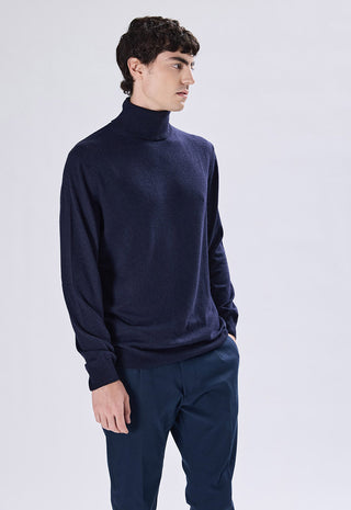 Dolcevita Uomo in Cashmere a Maniche Lunghe|Colore:Blu