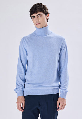 Dolcevita Uomo in Cashmere a Maniche Lunghe|Colore:Cielo