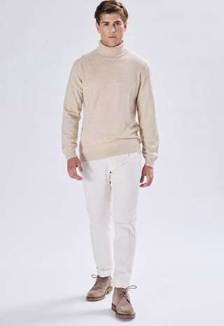 Dolcevita Uomo in Cashmere a Maniche Lunghe|Colore:Ecru
