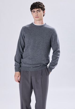 Maglia Uomo in Cashmere Girocollo a Maniche Lunghe|Colore:Antracite