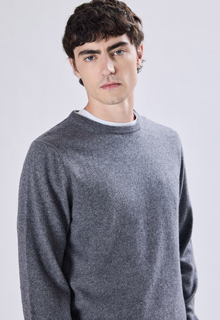 Maglia Uomo in Cashmere Girocollo a Maniche Lunghe|Colore:Antracite