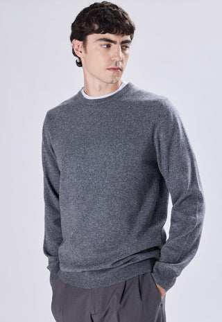 Maglia Uomo in Cashmere Girocollo a Maniche Lunghe|Colore:Antracite