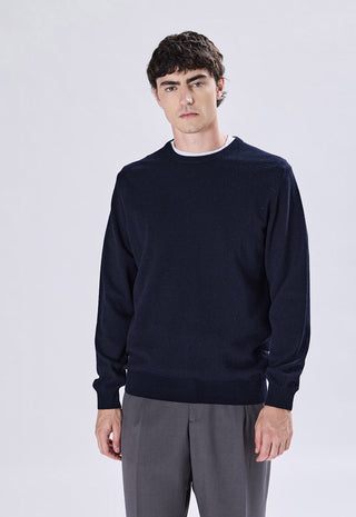 Maglia Uomo in Cashmere Girocollo a Maniche Lunghe|Colore:Blu