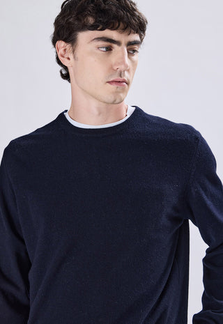 Maglia Uomo in Cashmere Girocollo a Maniche Lunghe|Colore:Blu