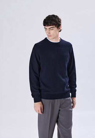 Maglia Uomo in Cashmere Girocollo a Maniche Lunghe|Colore:Blu