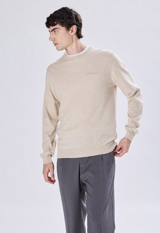 Maglia Uomo in Cashmere Girocollo a Maniche Lunghe|Colore:Ecru