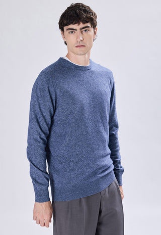 Maglia Uomo in Cashmere Girocollo a Maniche Lunghe|Colore:Jeans