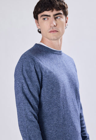 Maglia Uomo in Cashmere Girocollo a Maniche Lunghe|Colore:Jeans