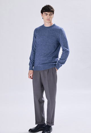 Maglia Uomo in Cashmere Girocollo a Maniche Lunghe|Colore:Jeans