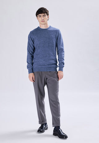 Maglia Uomo in Cashmere Girocollo a Maniche Lunghe|Colore:Jeans