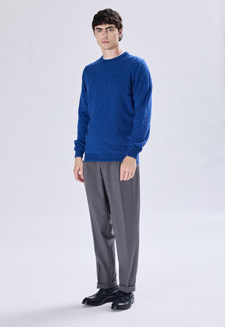 Maglia Uomo in Cashmere Girocollo a Maniche Lunghe|Colore:Royal