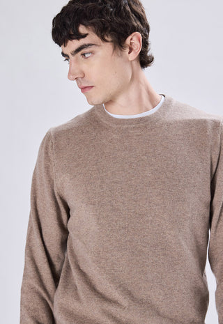 Maglia Uomo in Cashmere Girocollo a Maniche Lunghe|Colore:Tortora