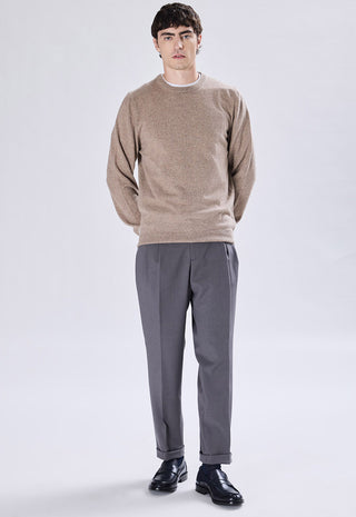 Maglia Uomo in Cashmere Girocollo a Maniche Lunghe|Colore:Tortora