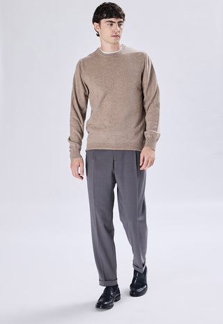 Maglia Uomo in Cashmere Girocollo a Maniche Lunghe|Colore:Tortora