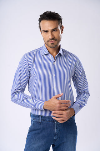 Camicia Pattern a Righe Regular Fit|Colore:Azzurro