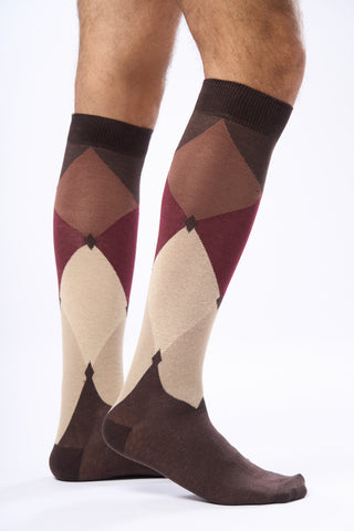 Calza Lunga Motivo Argyle|Colore:Moro