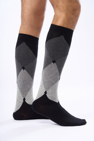 Calza Lunga Motivo Argyle|Colore:Nero