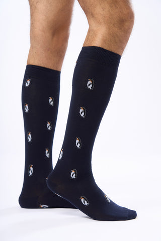 Calza Lunga Fantasia Pinguini|Colore:Blu