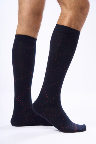 Calza Lunga Fantasia in Caldo Cotone|Colore:Blu/bordeaux