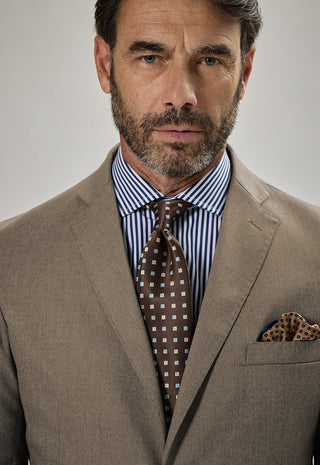 Abito Classico Regular Fit Lana Pettinata Compatta|Colore:Beige