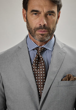 Abito Classico Regular Fit Lana Pettinata Compatta|Colore:Light gray