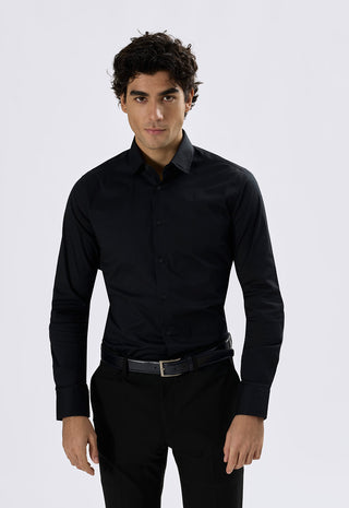 Camicia in Popeline Regular Fit|Colore:Nero