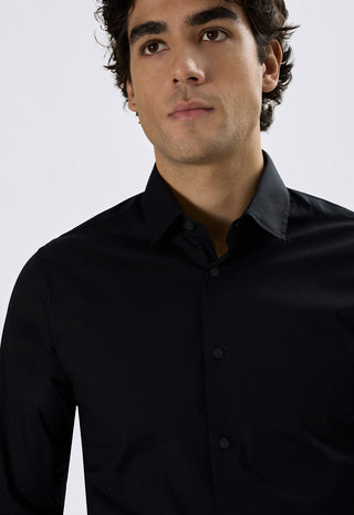 Camicia in Popeline Regular Fit|Colore:Nero