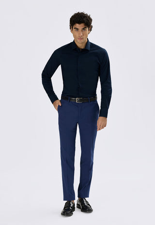 Camicia in Popeline Slim Fit|Colore:Blu scuro