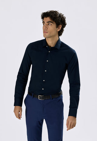 Camicia in Popeline Slim Fit|Colore:Blu scuro