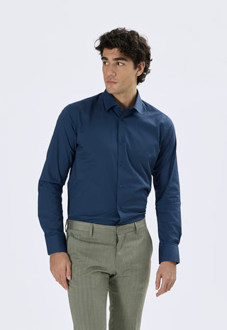 Camicia in Popeline Slim Fit|Colore:Lavagna