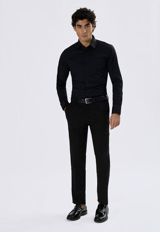 Camicia in Popeline Slim Fit|Colore:Nero