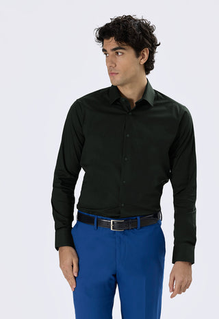 Camicia in Popeline Slim Fit|Colore:Verde